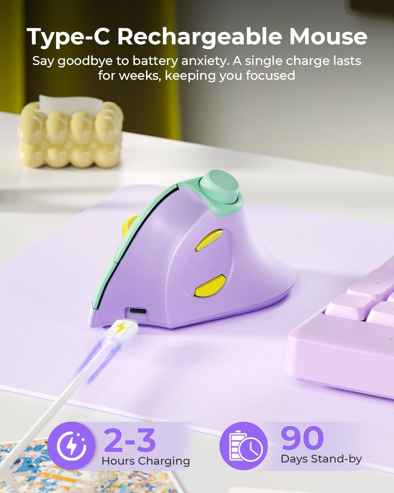PRIMEPLUS Vertical Ergonomic Mouse, Wireless Bluetooth