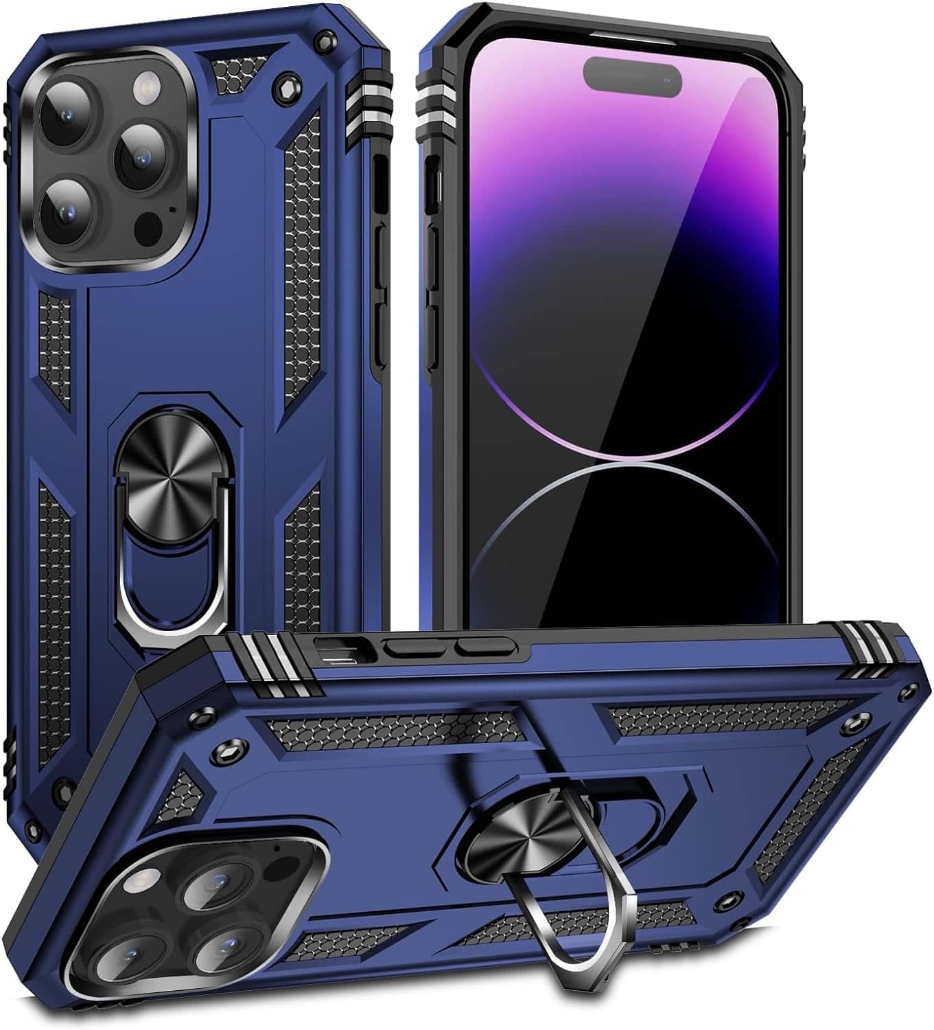 Front. Entronix - Entronix iPhone 15 Pro Case - Dual-Layer Protection with Kickstand - Blue.