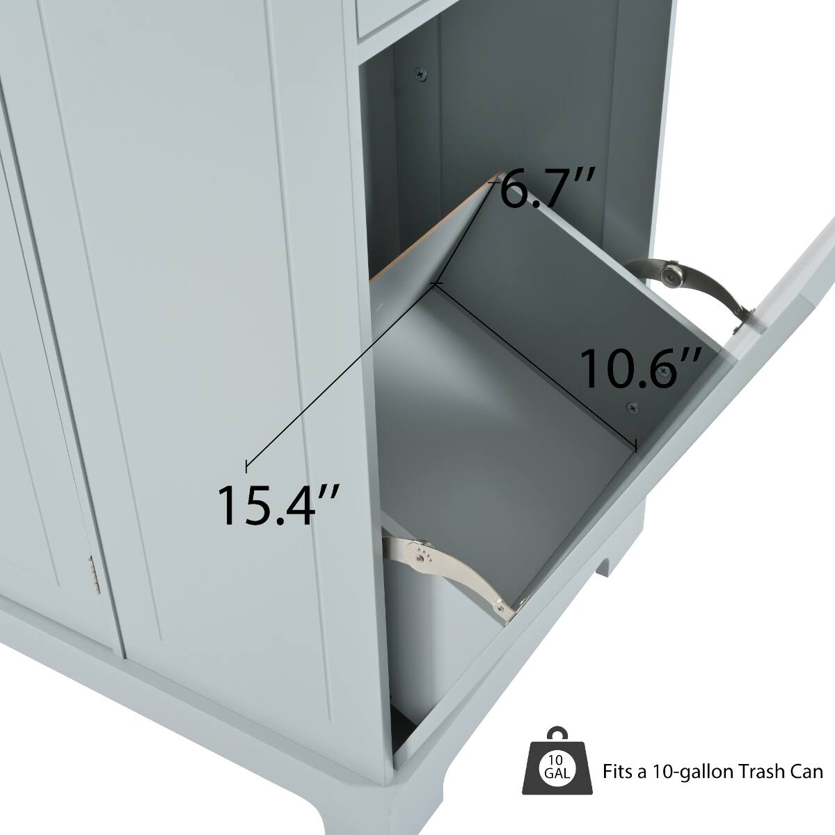 6.7"  
10.6"  
15.4"  
10 GAL  
Fits a 10-gallon Trash Can