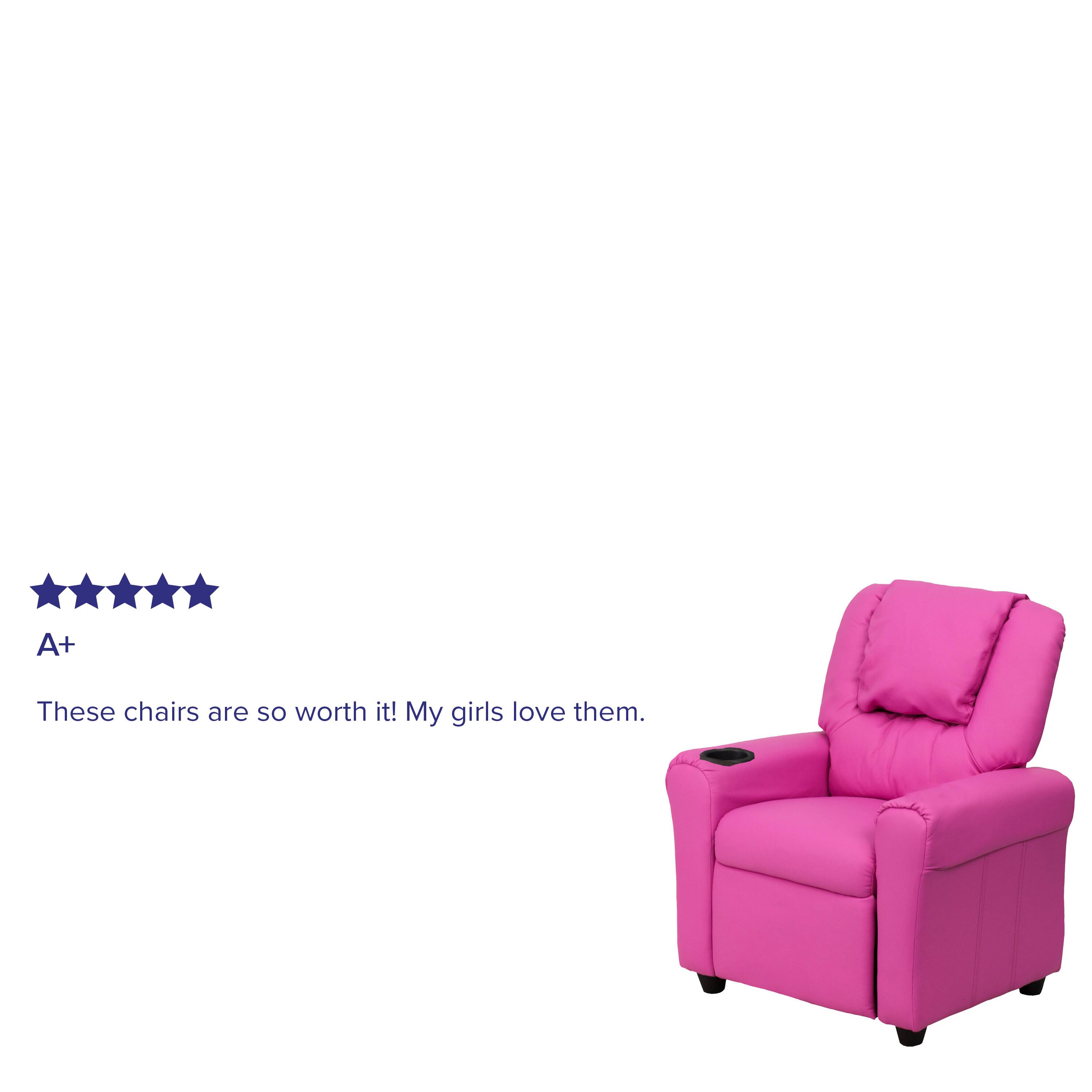 Alt View 11. Alamont Home - Contemporary Kids Recliner with Cup Holder and Headrest - Hot Pink Vinyl.