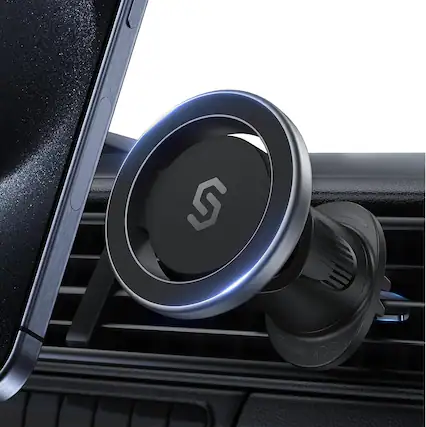 Front. Syncwire - Magnetic Car Vent Mount for MagSafe, 360° Rotating Air Vent Phone Holder - Space Gray.