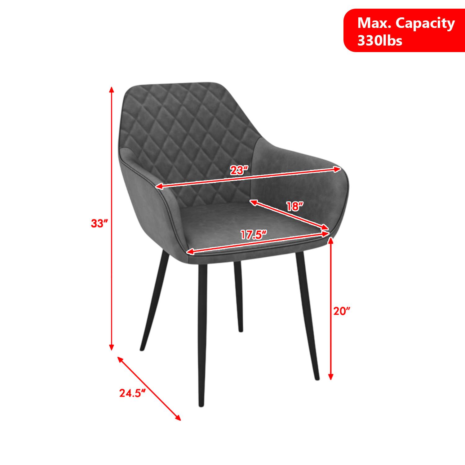 Max. Capacity 330lbs  
23" 33" 17.5" 18" 20" 24.5"