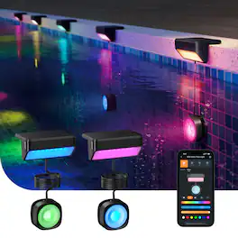Linkind - Smart Solar Pool Lights, Dual-Zone App Control, IP68 Waterproof for Inground & Above Ground Pools, 2 Pack - Multicolor