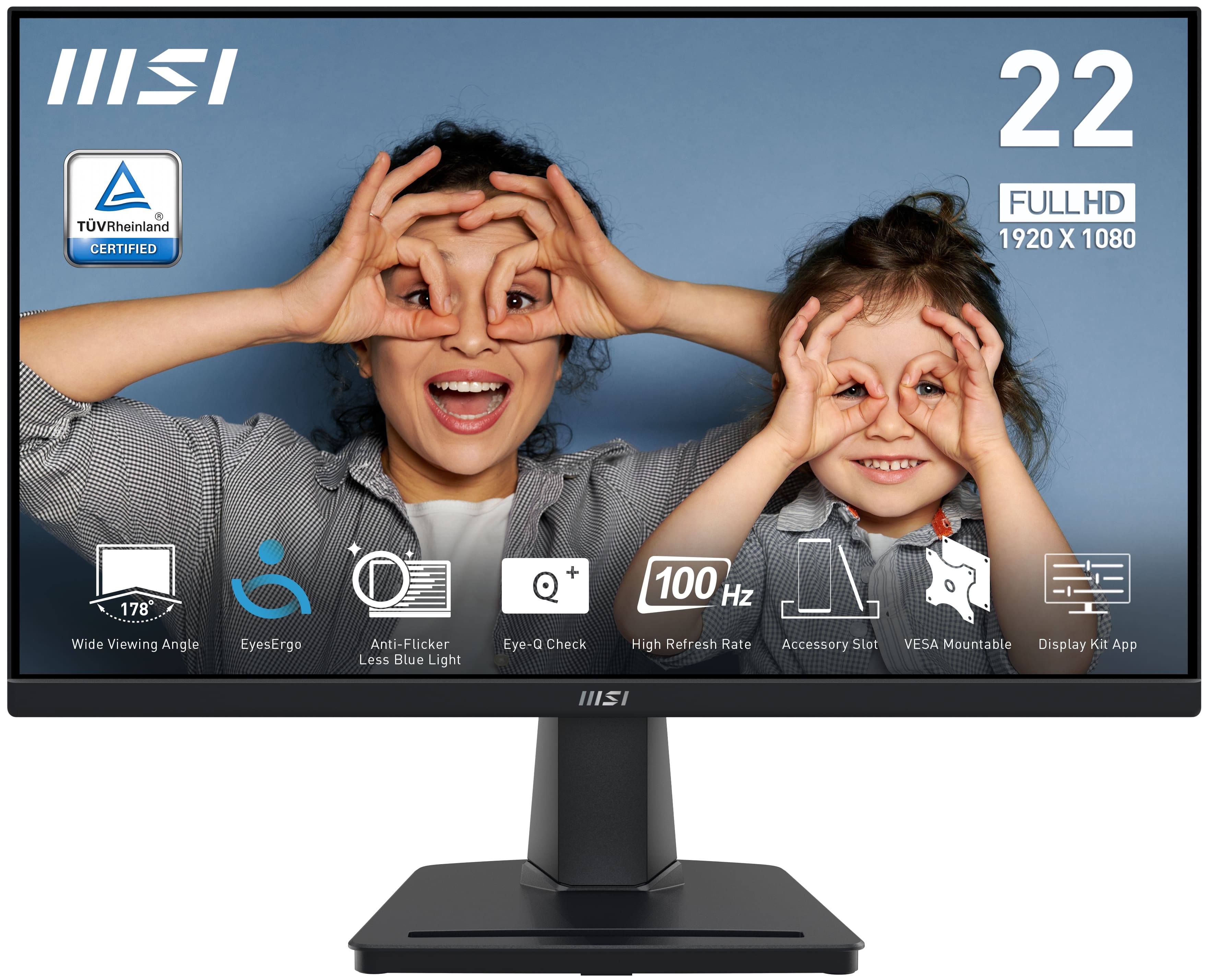 MSI - PRO MP225V 22" VA LCD FHD 100Hz 1ms FreeSync Monitor (HDMI,VGA port) - Black - Front_Zoom