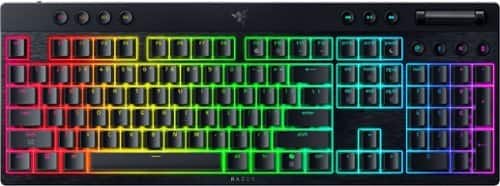 Razer - BlackWidow V4 Low-profile HyperSpeed Wireless Full Size Mechanical Orange Tactile Switch Gaming Keyboard with Chroma RGB - Black