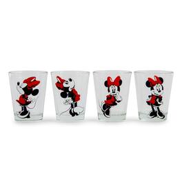 Disney - Classic Minnie Mouse 2-Ounce Mini Shot Glasses | Set of 4 - Red