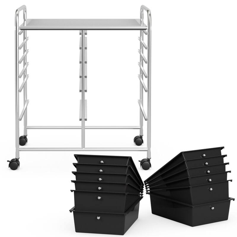 Alt View 3. WELLFOR - 12 Drawer Rolling Storage Cart, Drawer Organizer with Wheels, Scrapbook Paper Office School Organizer - Black.