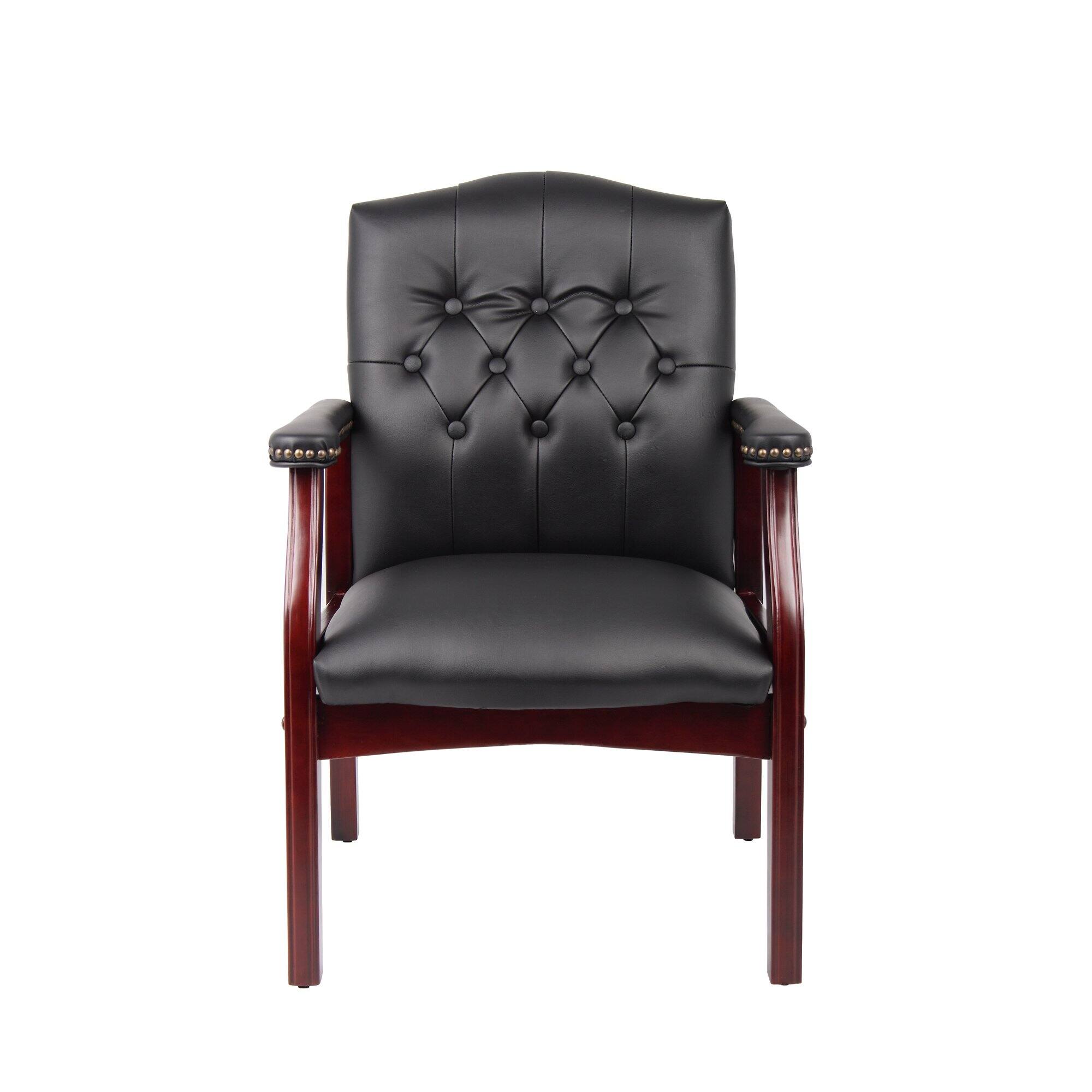 Alt View 1. GOODSILO - Boss Office Products Ivy League Guest Chair - Traditional Reception Chair - Black.