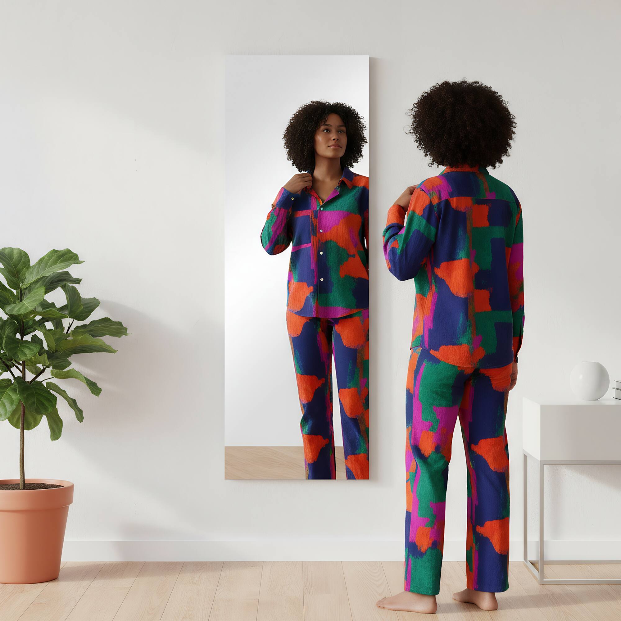 Angle. Spaco - Spaco 56 x 18 Rectangle Frameless Anti Full-Length Tempered Mirror with Aluminum Back Frame - Black.