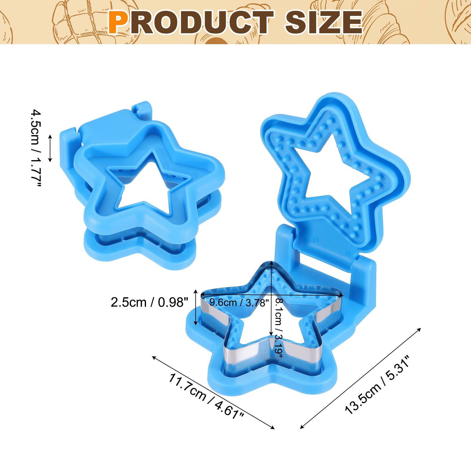 PRODUCT SIZE

- 4.5cm / 1.77"
- 2.5cm / 0.98"
- 9.6cm / 3.78"
- 11.7cm / 4.61"
- 13.5cm / 5.31"