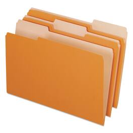 Tops Business Forms - Interior File Folders, 1/3-Cut Tabs: Assorted, Legal Size, Orange, 100/Box