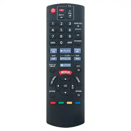 - TV
- VOL +/-
- INPUT AV
- 1 2 3 OPEN/CLOSE
- 4 5 6 STATUS
- 7 8 9 PIP
- 0 INTERNET
- AUDIO
- SEARCH
- PLAY
- SLOW
- PAUSE
- SKIP
- STOP
- POP-UP MENU
- MENU
- TOP MENU
- OK
- OPTION
- RETURN
- EXIT
- NETFLIX
- HOME
- SEARCH
- SKIP
- PAUSE
- STOP
- POP-UP MENU
- MENU
- TOP
- EXIT
- X
- NETFLIX
- HOME
- OK
- OPTION
- RETURN