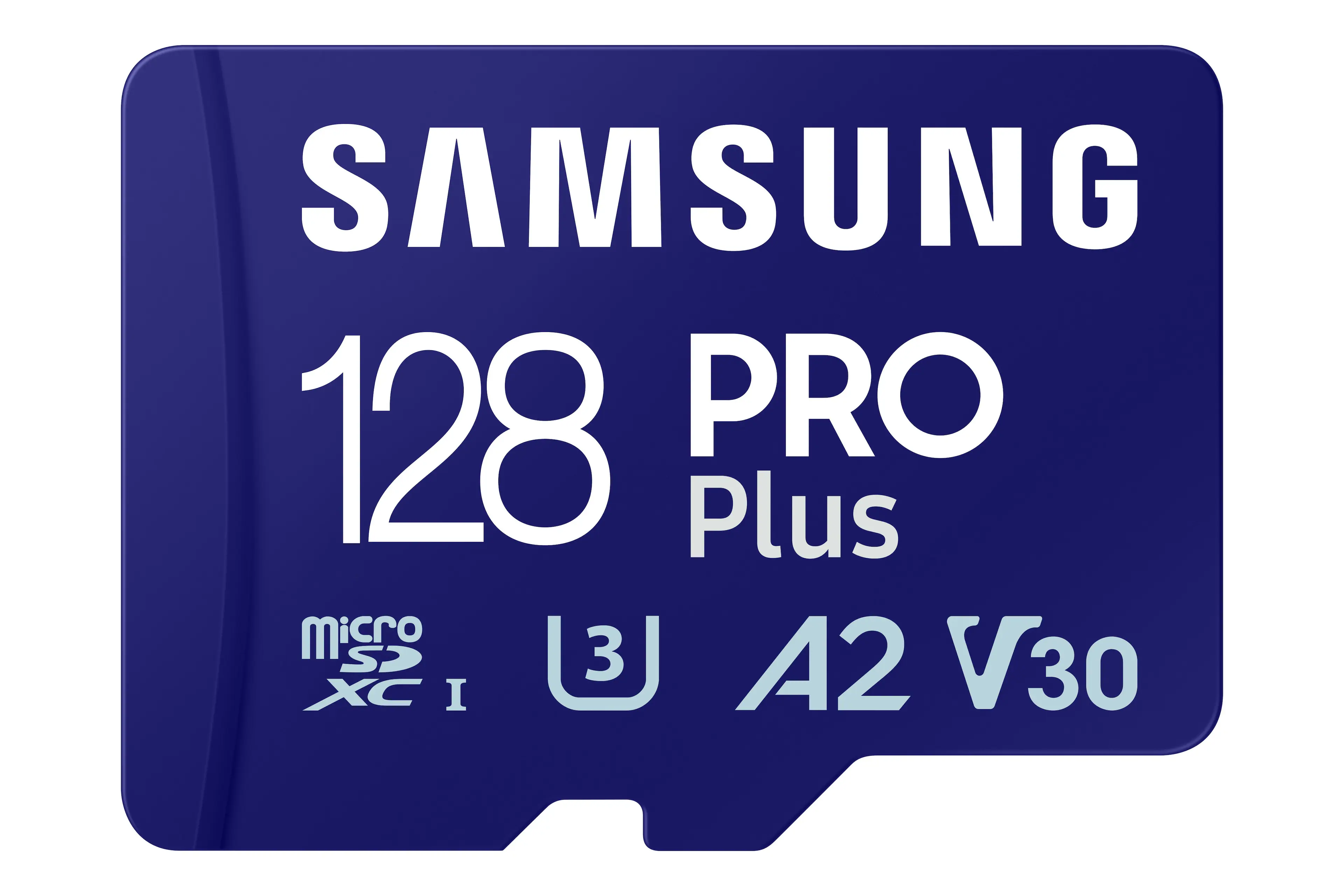 Samsung - Pro Plus + Adapter 128GB microSDXC Memory Card, Up-to 180MB/s, UHS-l, C10,U3,V30,A2.