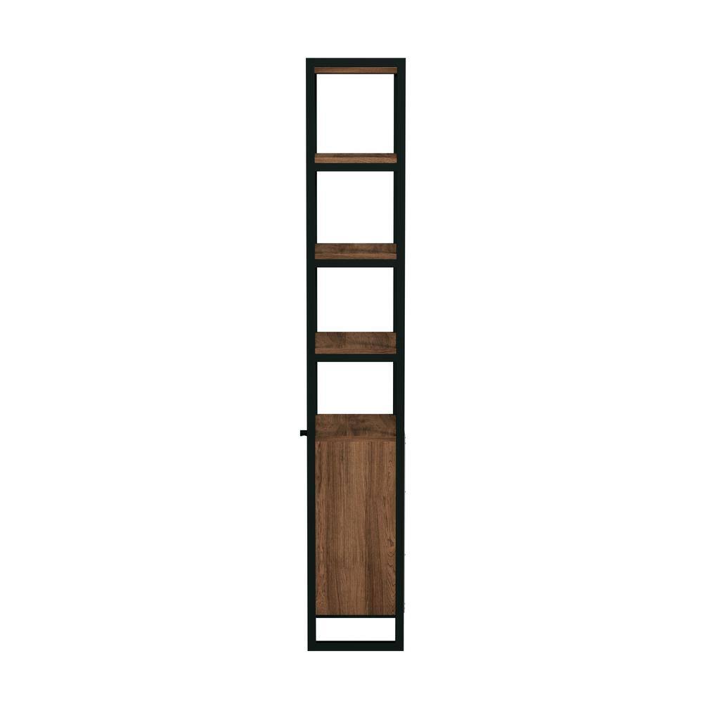 Back. Butler Specialty - Drake 73" Narrow Walnut Bookcase with Storage - Medium Brown.