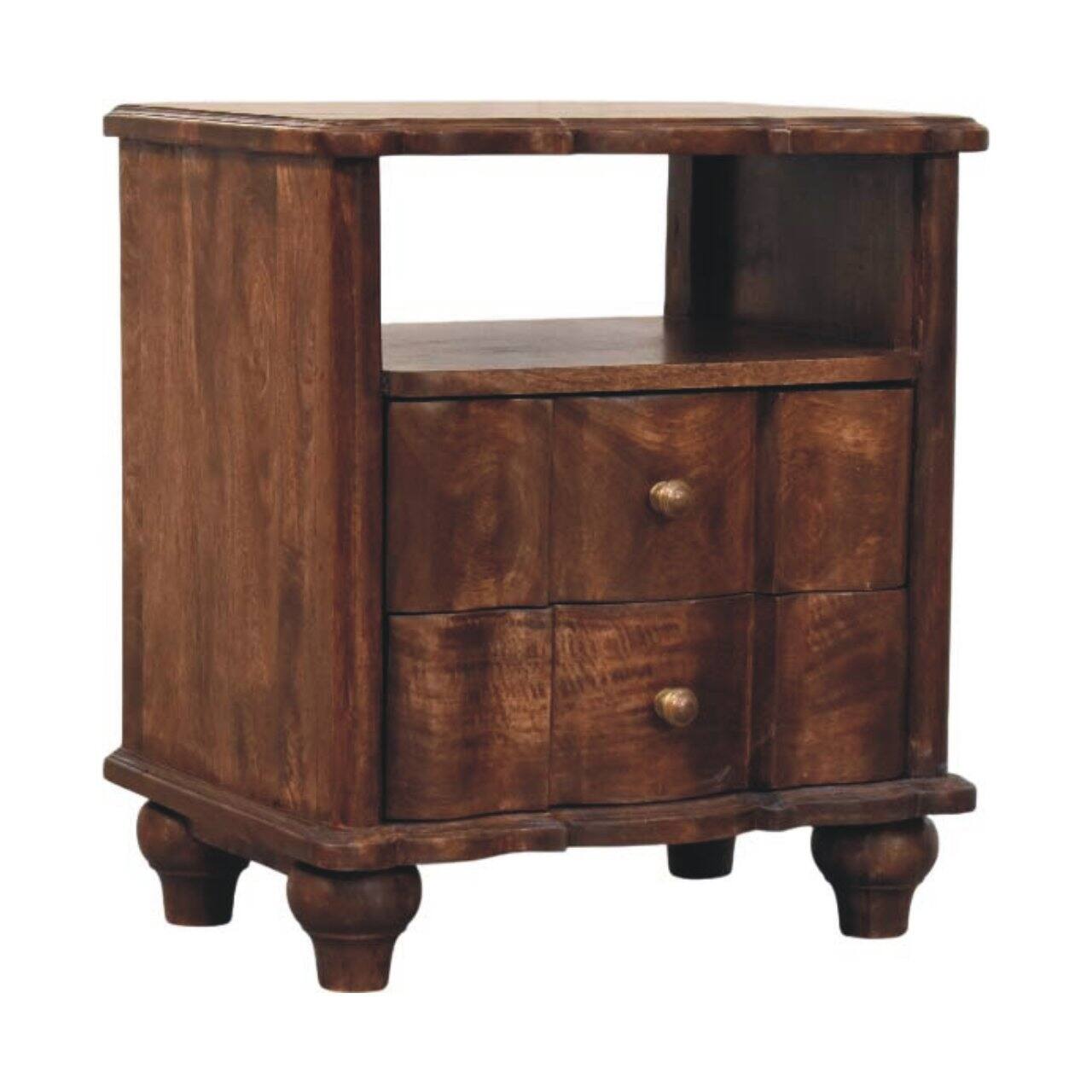 Angle. Artisan Furniture - Artisan Furniture Solid Wood 2-Drawer Bedside with Open Shelf - Brown.