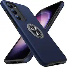 Front. Entronix - Entronix Case Compatible with Galaxy S25 Plus - 360º Circular Ring Gripstand - Navy.