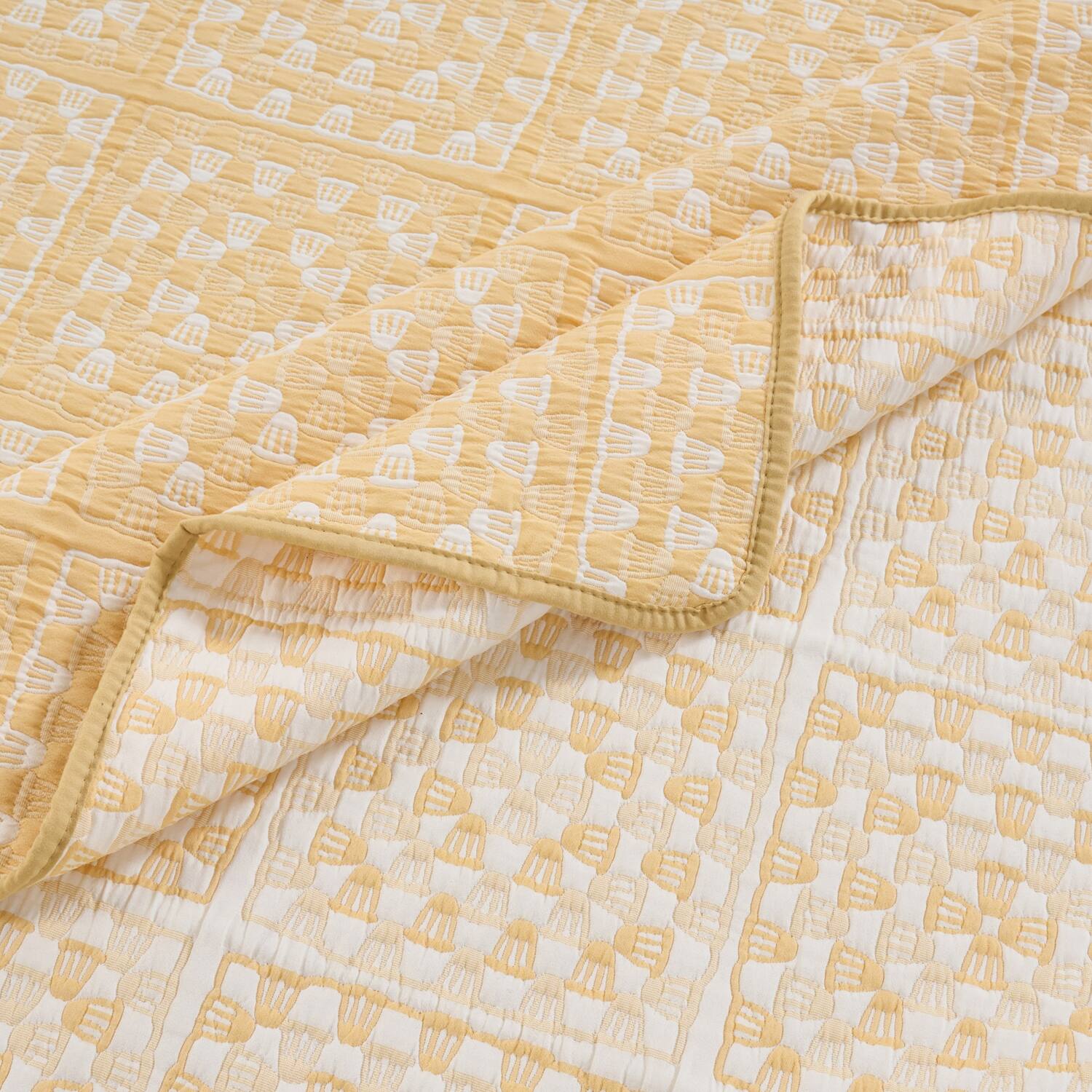 Alt View 1. Greenland Home Fashions - Greenland Home Fashion Granny Squares 100% Polyester Reversible Accessory Throw Blanket 50" x 60" Gold - Gold.