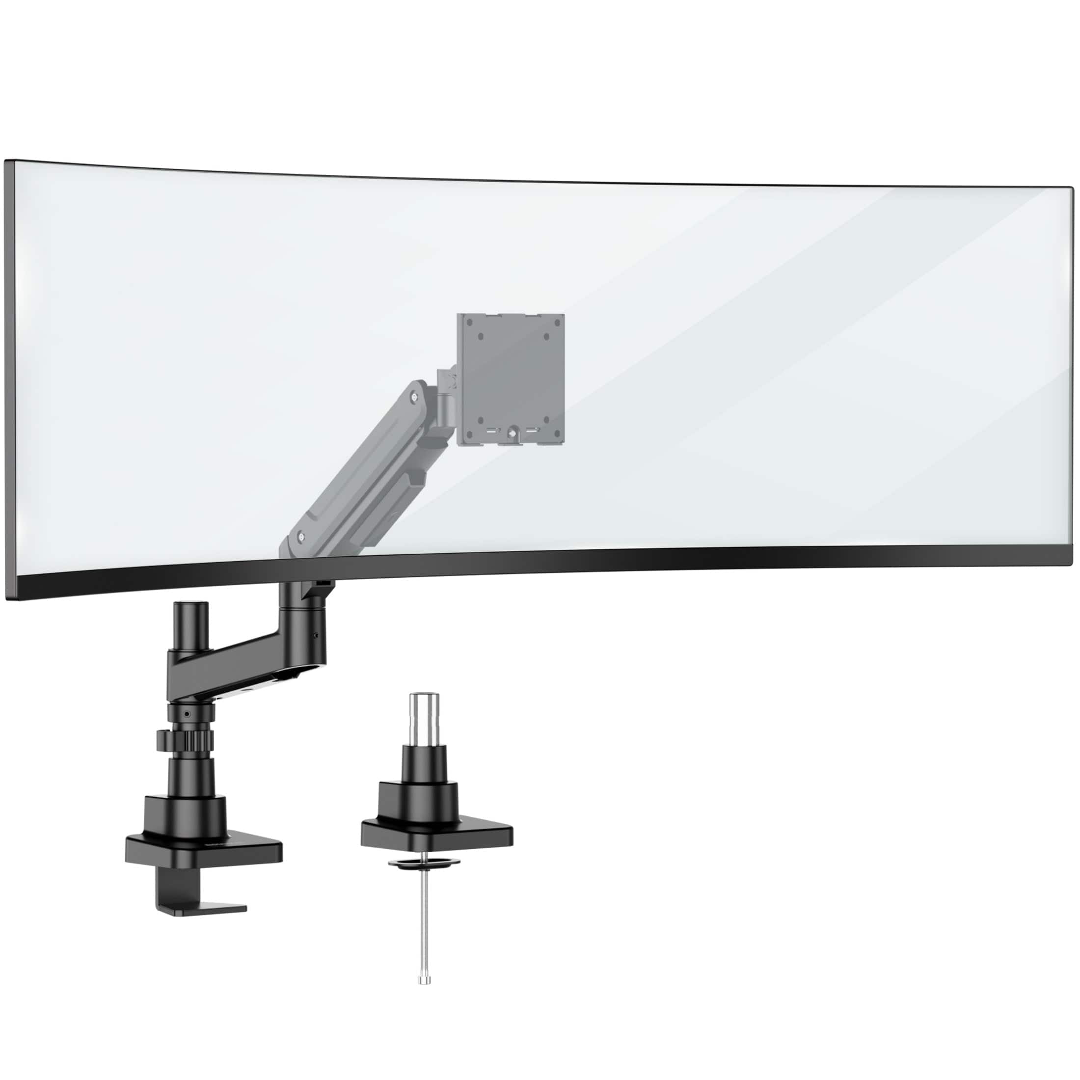 Mount-It! - Heavy-Duty Monitor Mount for 24-49 Inch Ultrawide Screens, Gas Spring Arm, 44 lb Capacity - Black