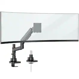 Mount-It! - Heavy-Duty Monitor Mount for 24-49 Inch Ultrawide Screens, Gas Spring Arm, 44 lb Capacity - Black