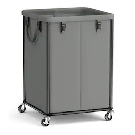 Songmics Home - Laundry Basket with Wheels, Rolling Laundry Hamper with Steel Frame, Removable Liner Bag, 45 Gallon (170 L) - Slate Gray