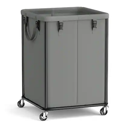 Front. Songmics Home - Laundry Basket with Wheels, Rolling Laundry Hamper with Steel Frame, Removable Liner Bag, 45 Gallon (170 L) - Slate Gray.
