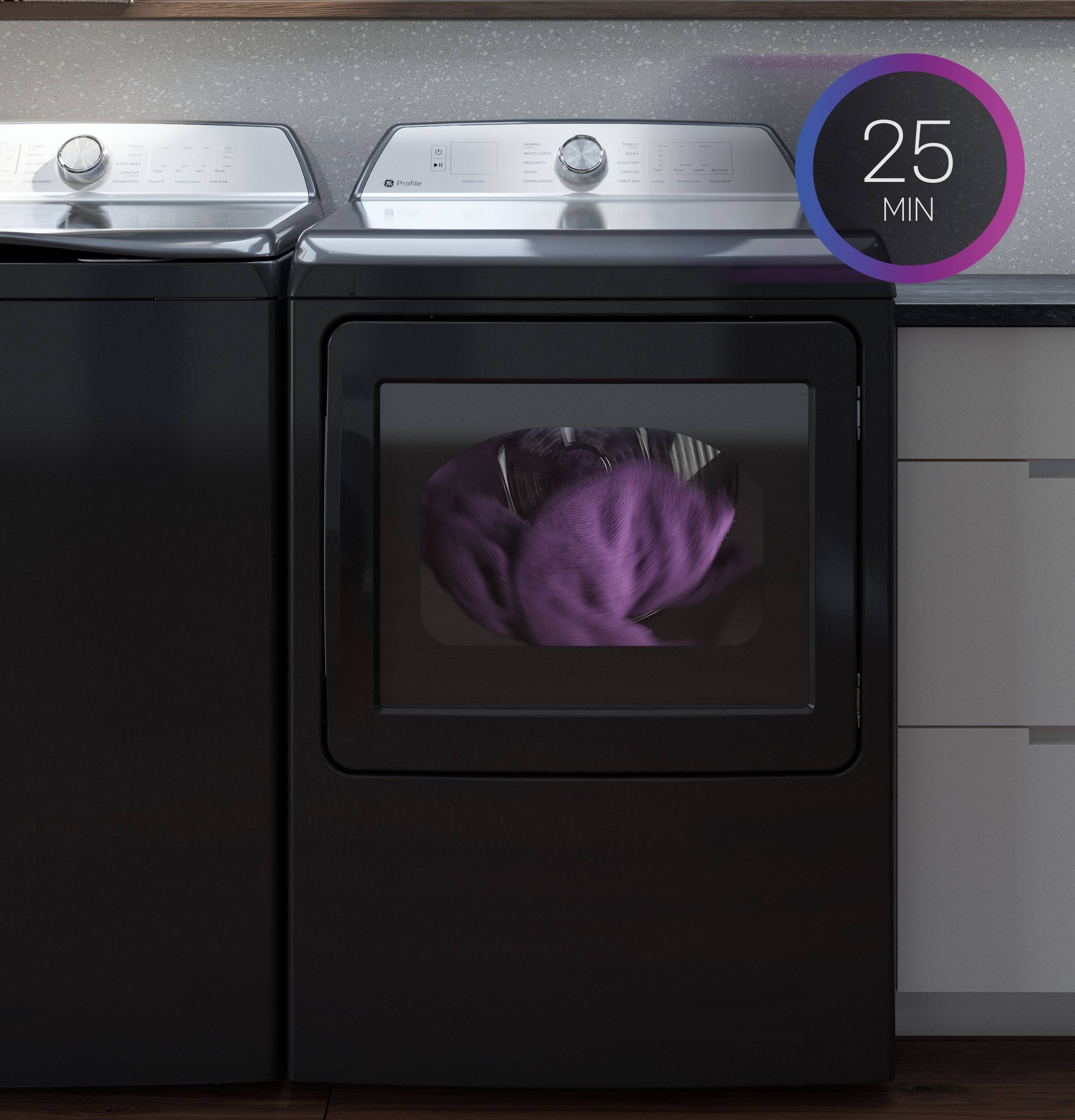 Alt View 24. GE Profile - 7.4 Cu. Ft. Smart Gas Dryer with Sanitize Cycle and Sensor Dry - Diamond Gray.