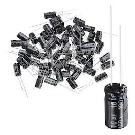 Unique Bargains - 10uF 100V 6x11mm Electrolytic Capacitor, 105C High Temp Radial Leads, for TVs/LCDs/VCD, 60pcs - Black