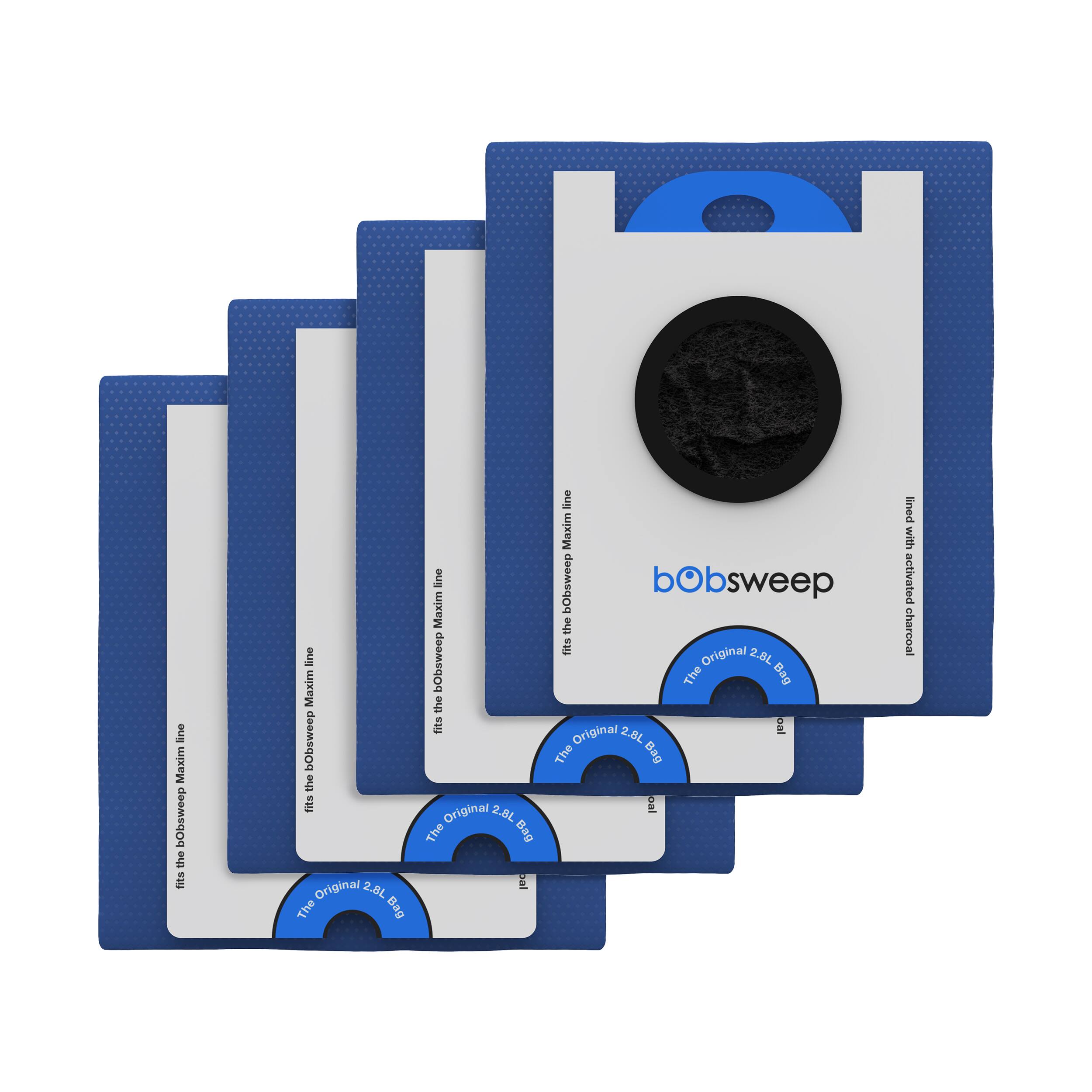 The bObsweep Maxim fits the Original 2.8L Bag  
The bObsweep fits the Original 2.8L Bag  
Activated charcoal