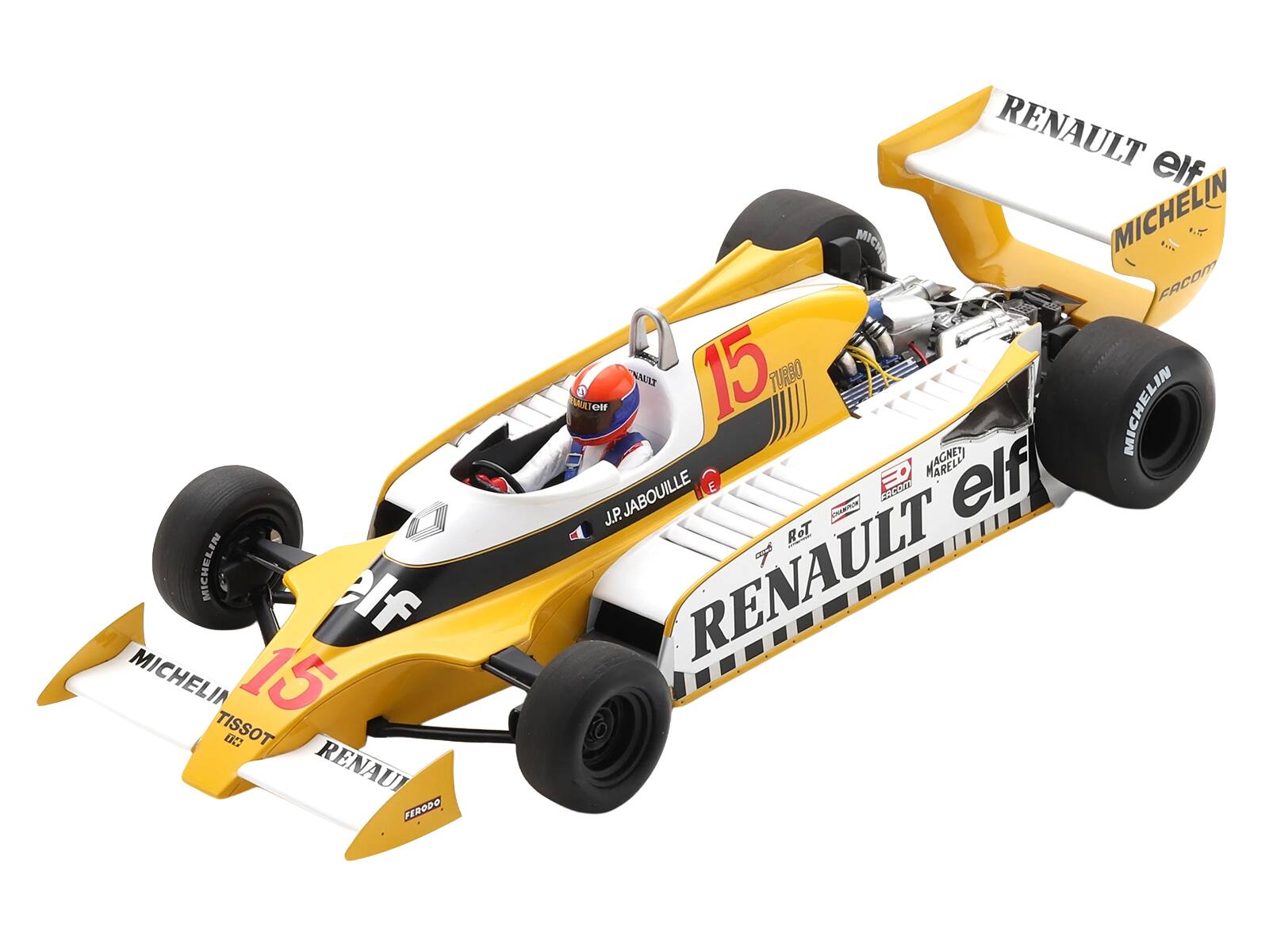 MICHELIN elf MICHELIN 15 TISSOT OC RENAULT FERODO  
RENAULT elf MICHELIN FACOM EMULTER NAULT 15g TURBO MICHELIN MARELLI elf J.R. JABOUILLE E FREGHTS J.P. CHAMPION ROT COUNTS RENAULT