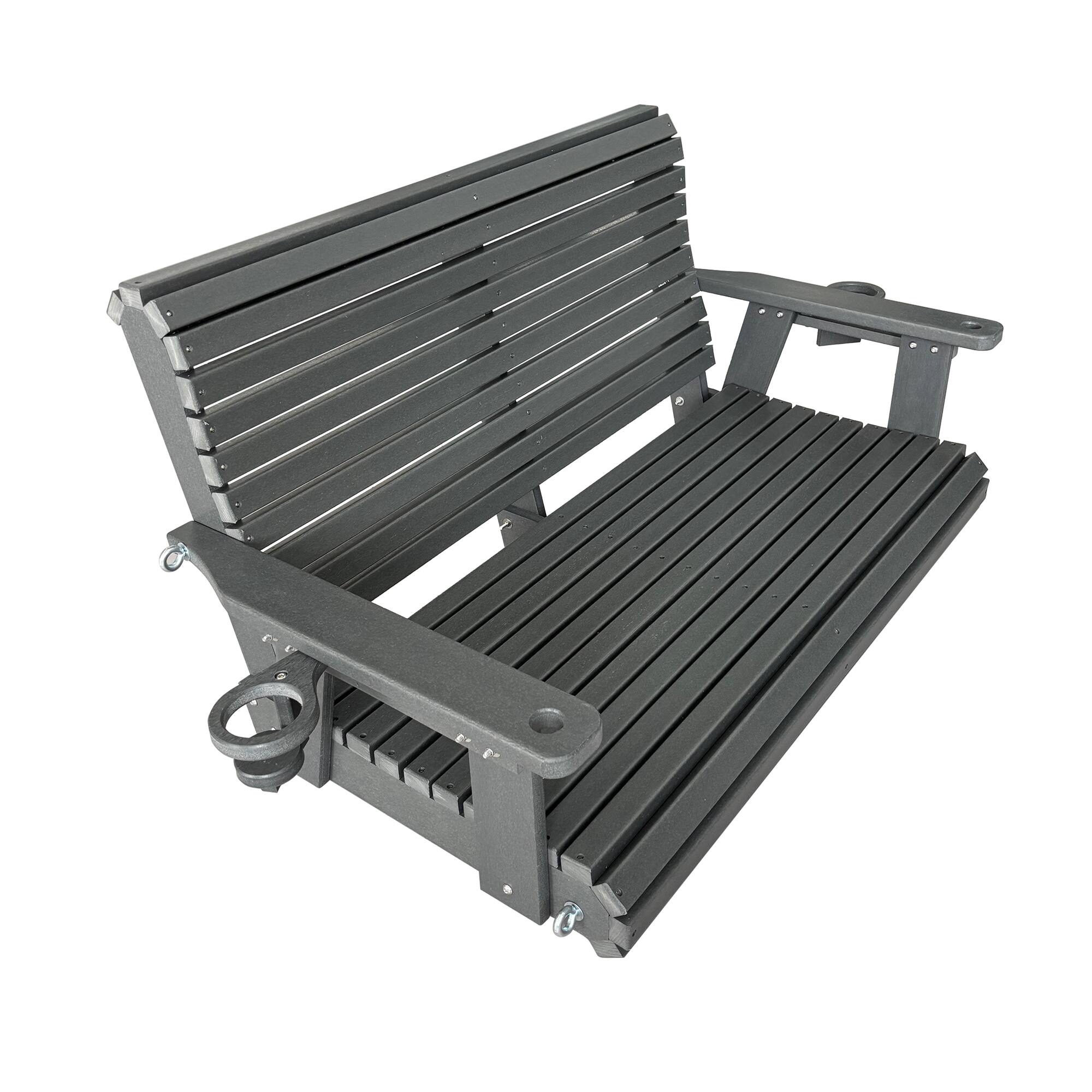 Alt View 8. Fortune Candy - HDPE Porch Swing with Ergonomic Design, Ultra Weather-Resistant, Heavy Duty 1200 LBS, for Outdoor Patio Garden Yard - Gray.