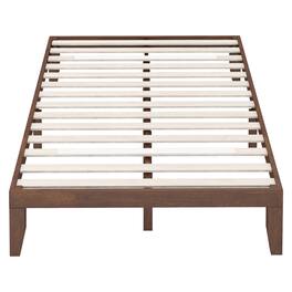 Costway - Full Wooden Platform Bed 14" Slats Support Mattress Foundation - Brown