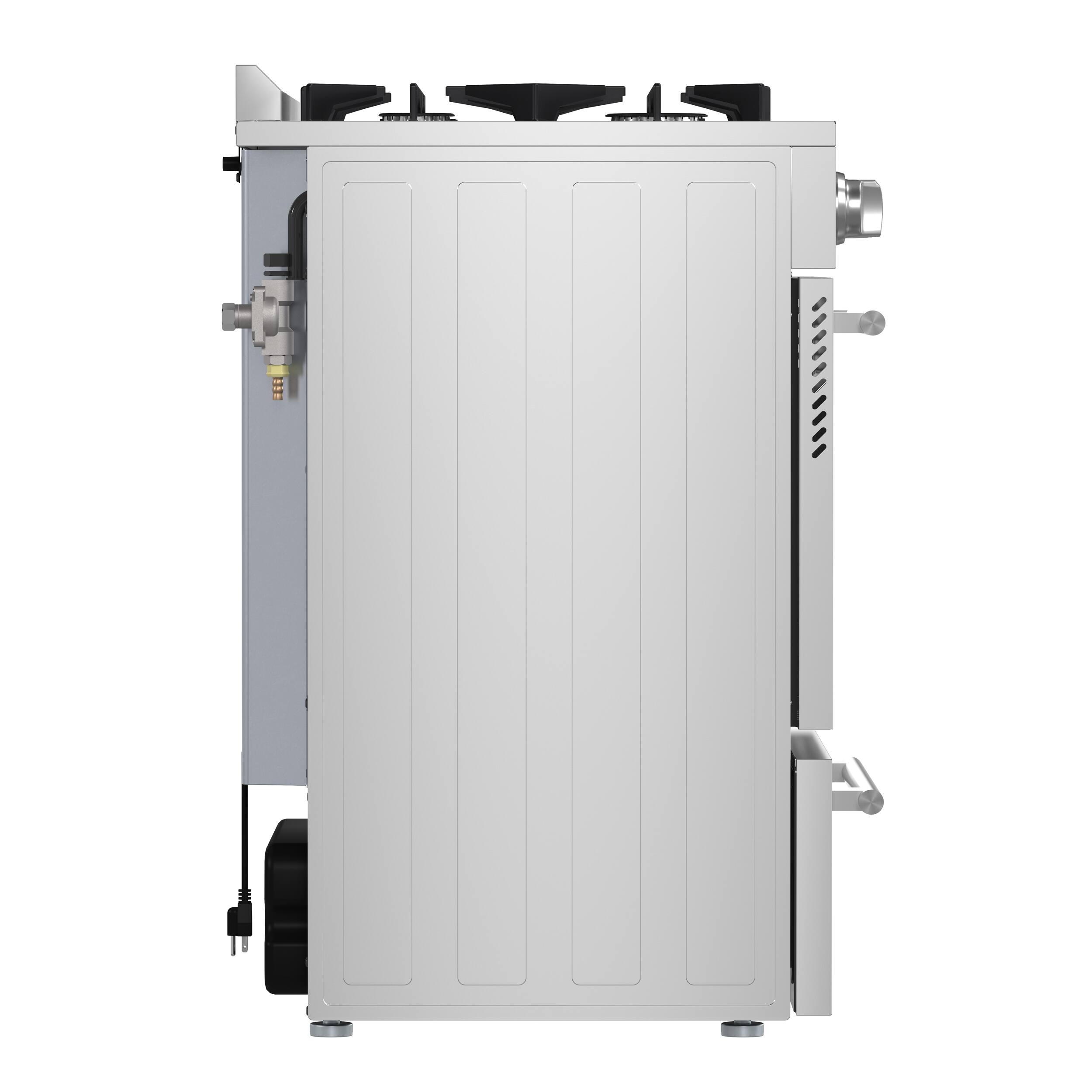 Left. Forno Appliances - Breno 2.3 Cu. Ft. Freestanding Gas Convection Range with Storage Drawer - Silver.