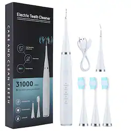 Cluzine - 2-in-1 Electric Teeth Cleaner & Toothbrush, 31000 VPM, 5 Modes for Plaque & Stain Removal
