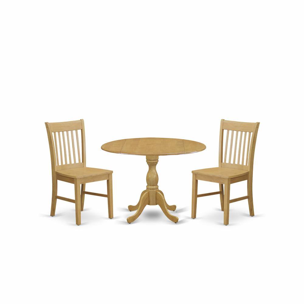 Left. East West Furniture - East West Furniture DMNF3-OAK-W 3 Piece Kitchen Dining Table Set - Oak Wood Dining Room Table and 2 Oak Modern Kitchen - Oak.