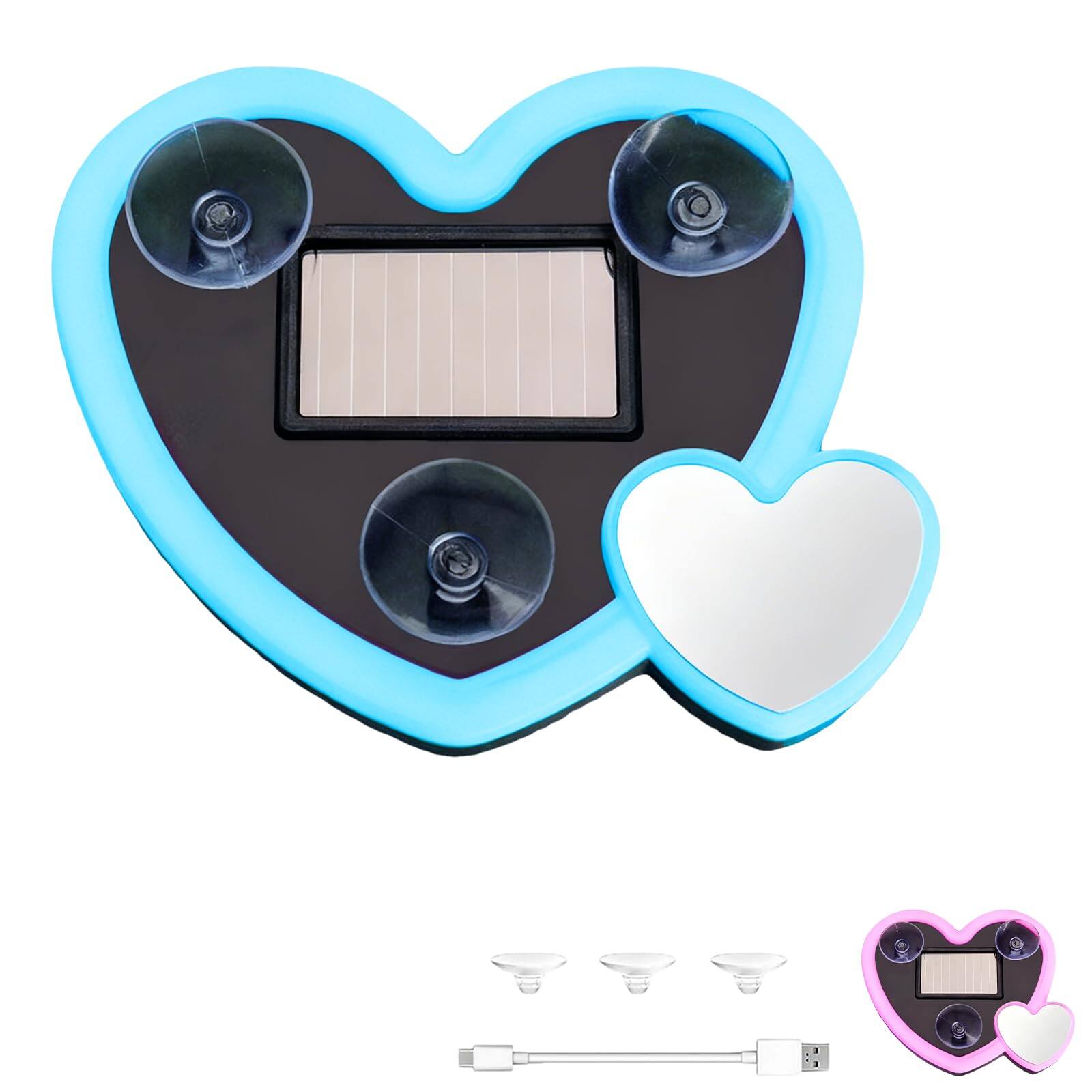 Front. DORLUKFU - Double Heart Car LED Window Lights – Romantic Double Heart-Shaped Neon Lights for Interior Ambiance, Solar & Type-C.