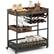 Front. Costway - Costway Rolling Bar Cart Serving Cart on Wheels 3-Tier Industrial Liquor Beverage Cart with Wine Rack & Glass Holder - Brown.
