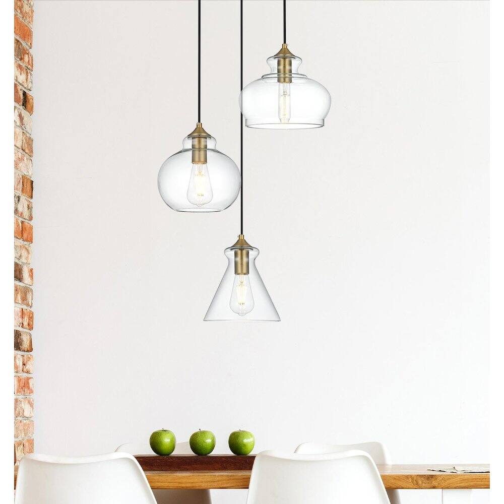 Alt View 6. Living District - Destry 18.5 Inch Pendant Clear Shade in Satin Gold - Satin Gold And Clear.