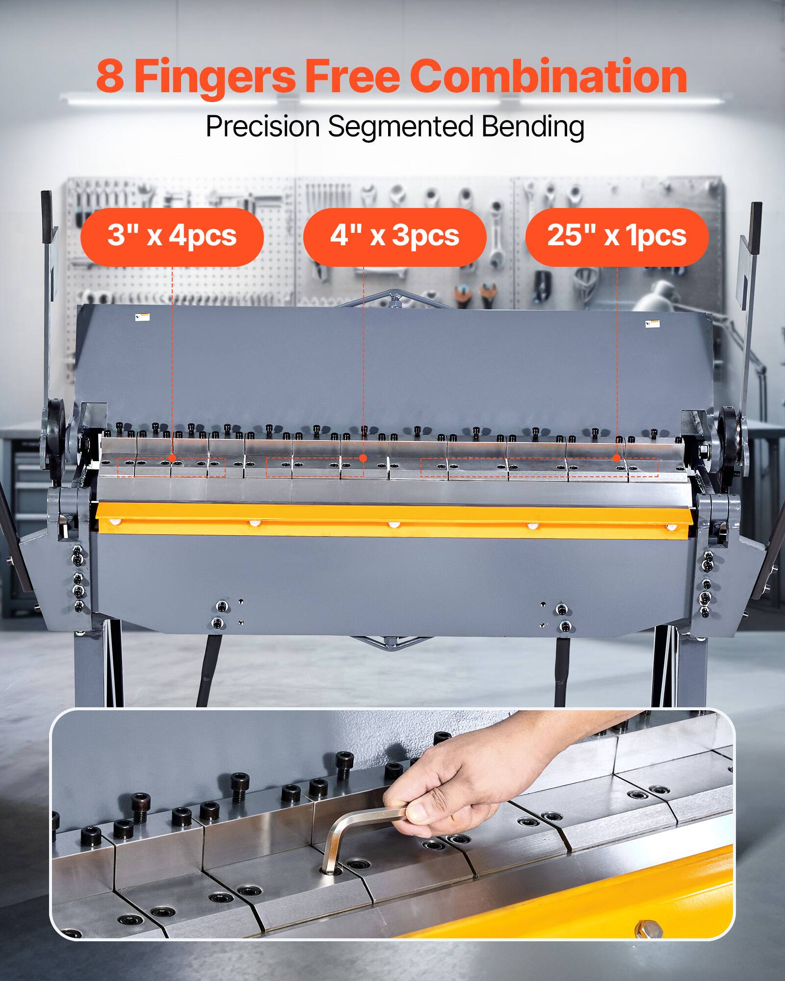 8 Fingers Free Combination Precision Segmented Bending  
3" x 4pcs  
4" x 3pcs  
25" x 1pcs