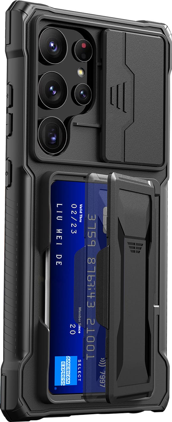 Front. SaharaCase - ArmorElite Wallet Case for Samsung Galaxy S24 Ultra - Scorpion Black.