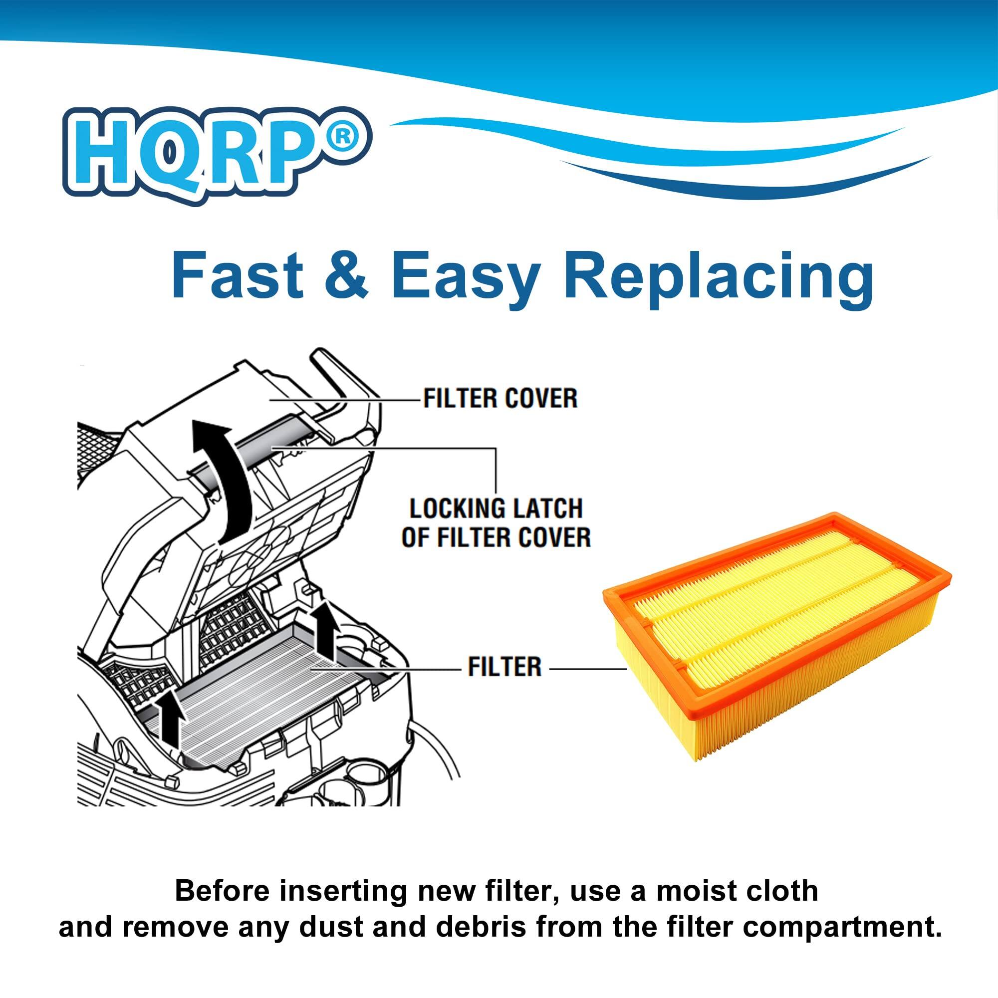 HQRP® Fast & Easy Replacing

Before inserting new filter, use a moist cloth and remove any dust and debris from the filter compartment.