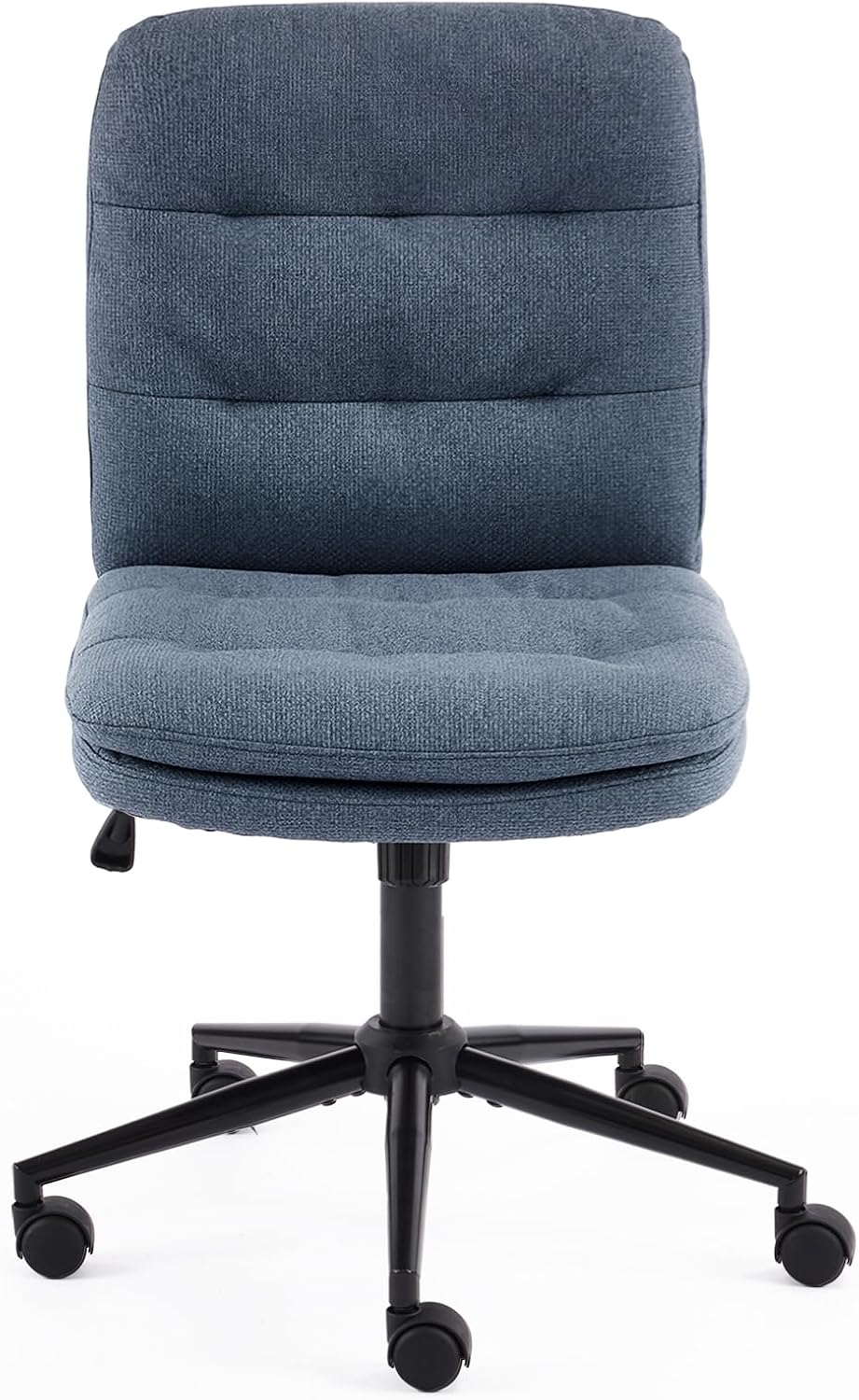 Alt View 7. Winado - Mid Back Armless Rolling Cross Legged Chair Wheels 360° Swivel Adjustable Height for Computer Office Desk Makeup Chair - Navy Blue.