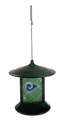 Front. Team Sports America - Los Angeles Rams Logo Solar Powered Hanging Birdfeeder - Black.