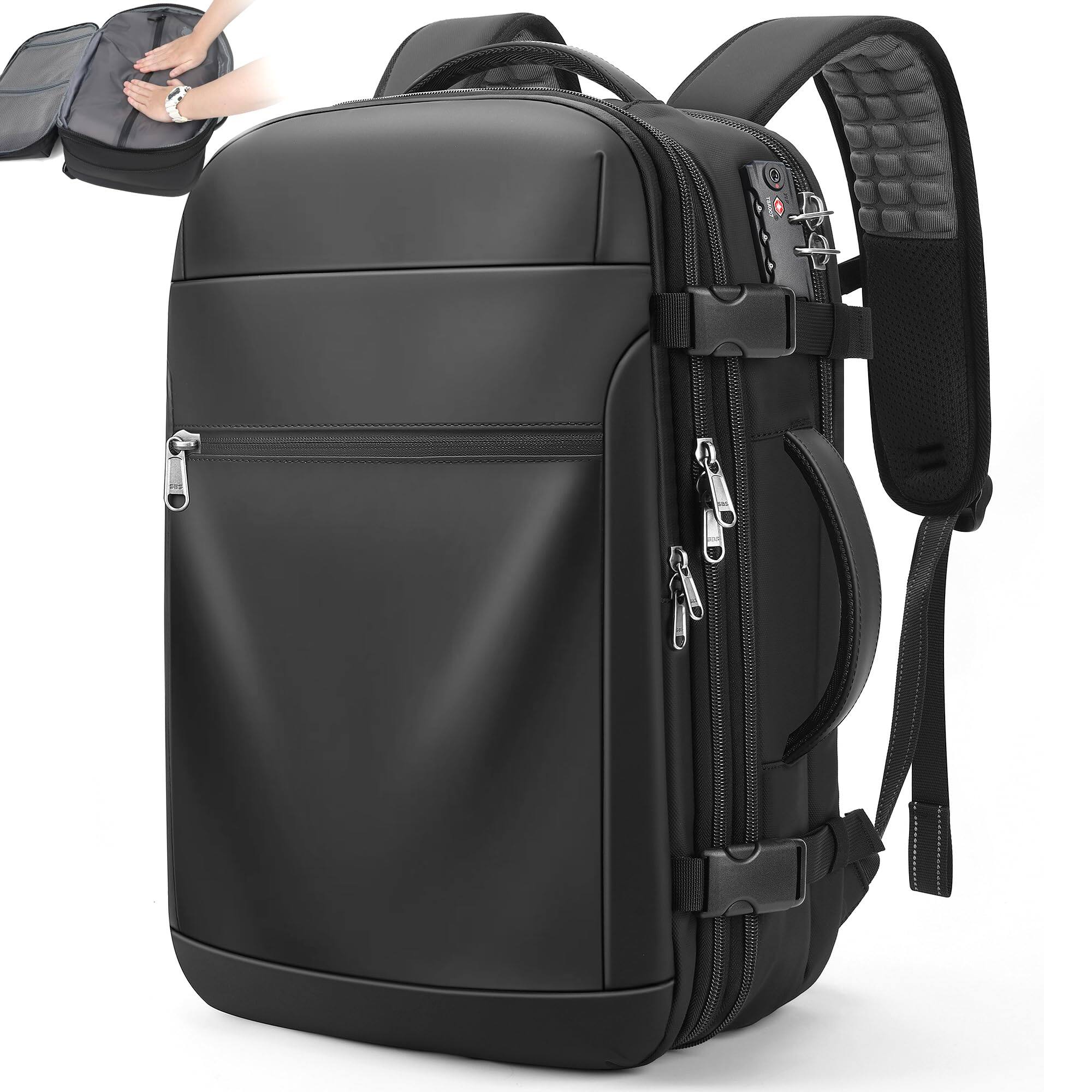 Front. Paradigms Interiors - Vacuum Backpack Travel - Expandable Carry On With Pump Water-resistant Tsa Lock Bag 17" Laptop For Men Wome... - Default.