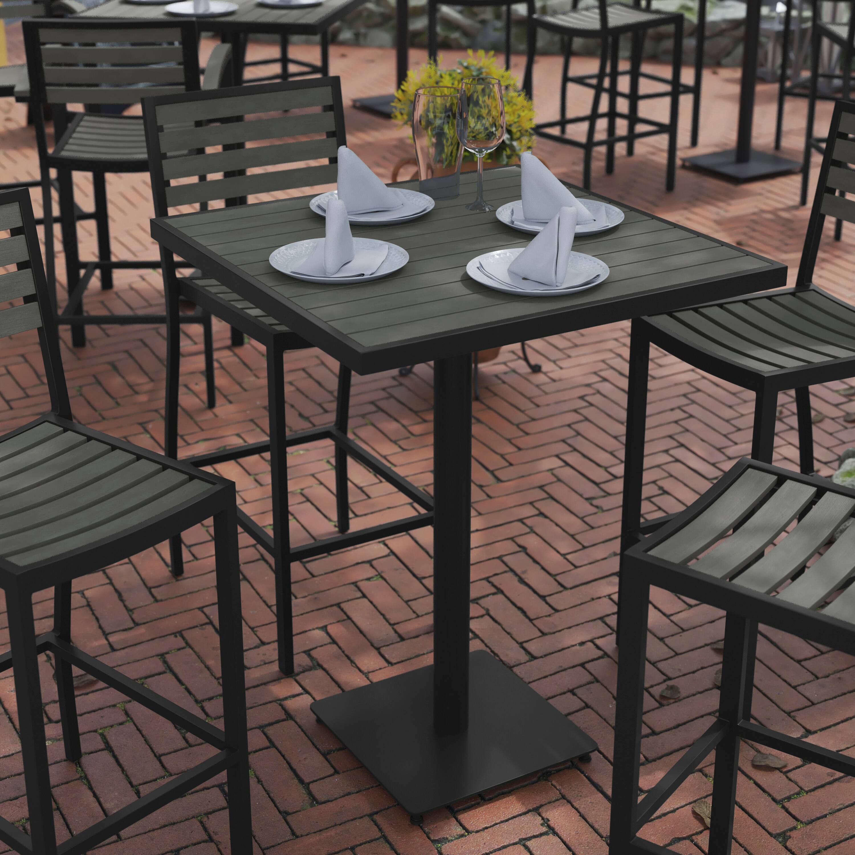 Alt View 1. Flash Furniture - Lark Commercial Grade 32" Square Outdoor Bar Height Table with Gray Wash Poly Resin Slats - Gray.