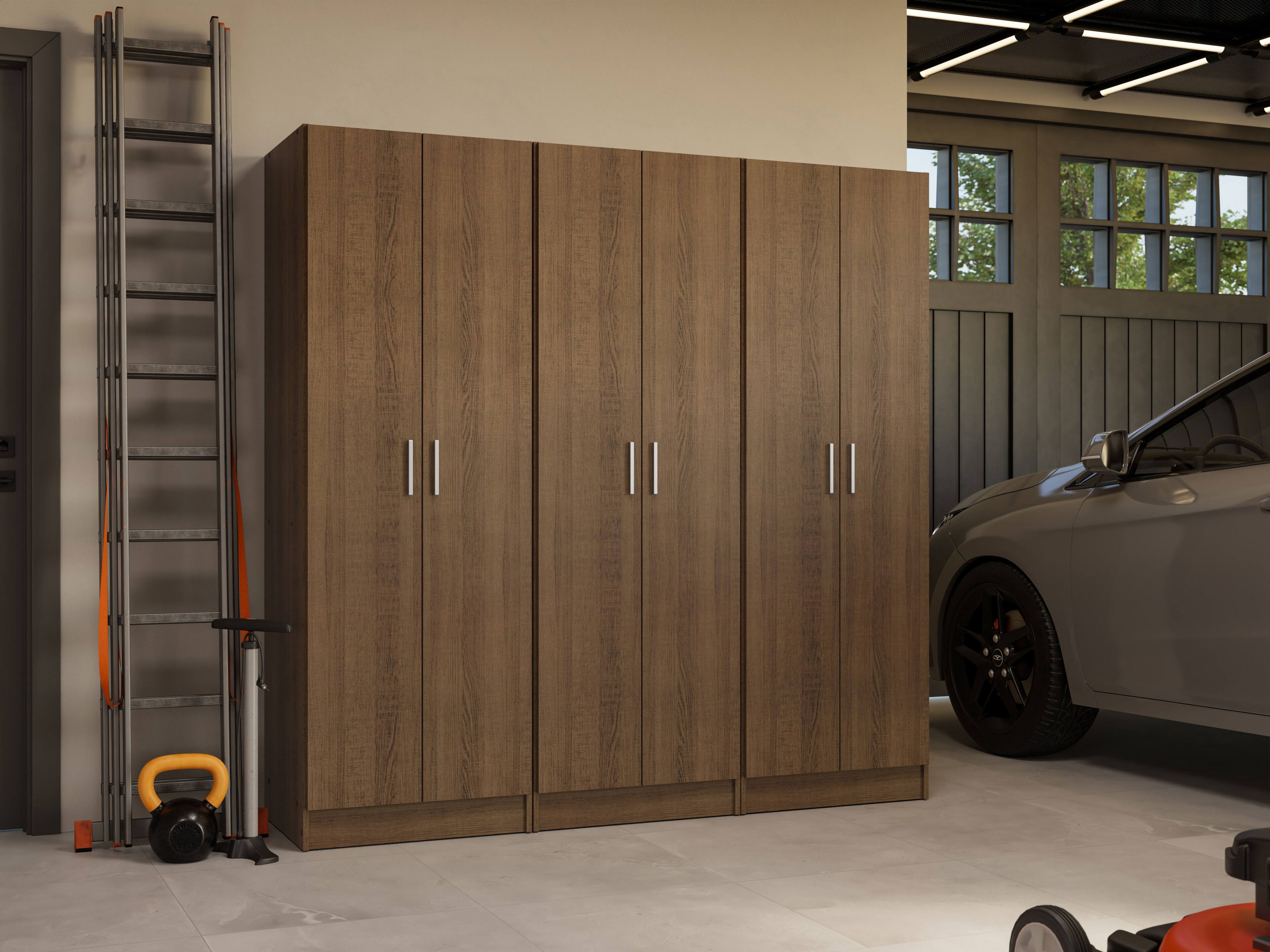 Alt View 5. Madesa - Madesa Garage Storage Cabinet Set 6 Doors 12 Utility Shelves 70"L Organization Unit for Garage and Tools - Rustic - Brown.