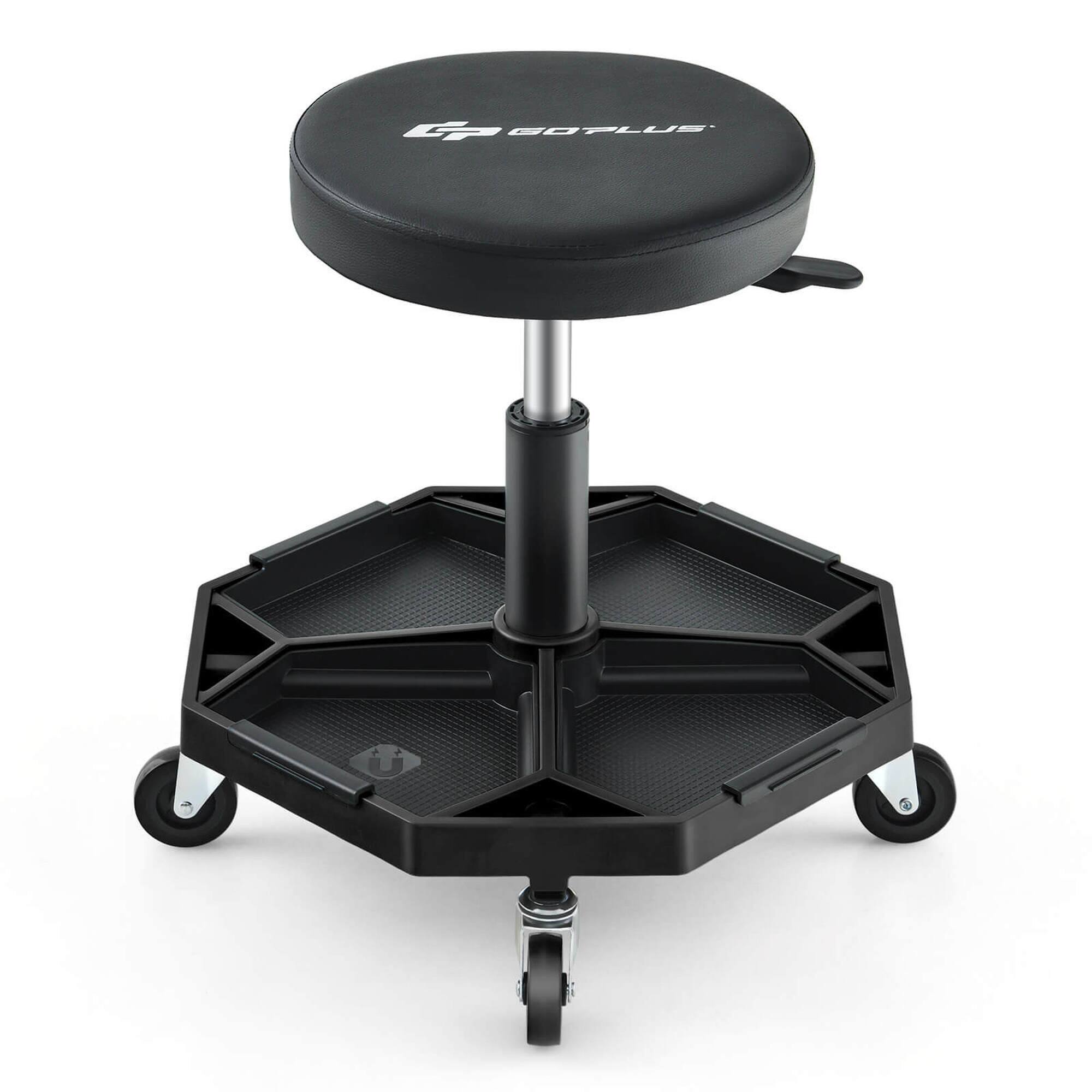 Costway - Heavy-Duty Adjustable Height Rolling Stool with Tool Tray Storage 330 LBS Capacity - Black price history on PriceWatchPro