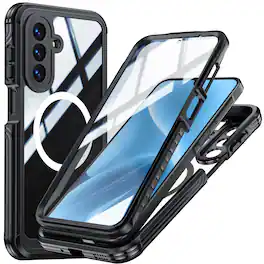 Dteck - 360 Full-Body Case for Samsung Galaxy A17 5G with Built-in Screen Protector, Magnetic Rugged Shockproof Protective Cover - Black