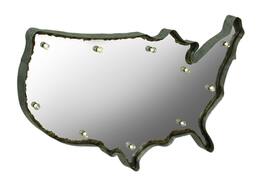 Zeckos - Rustic US Map Marquee Light-Up Framed Mirrored Wall Hanging - Silver