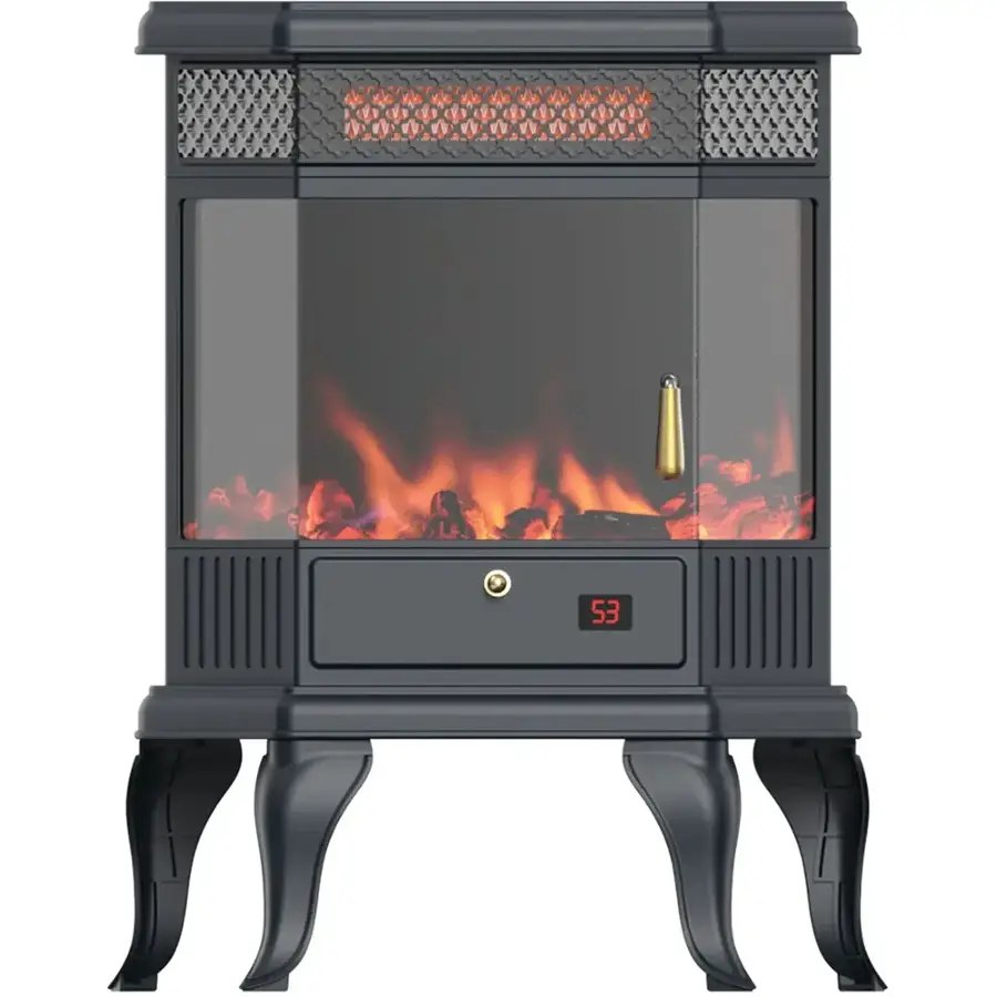 Alt View 18. Lifesmart - 3 Element 3D Top Heater Stove with Fire Burning Crackle Sound - Black.