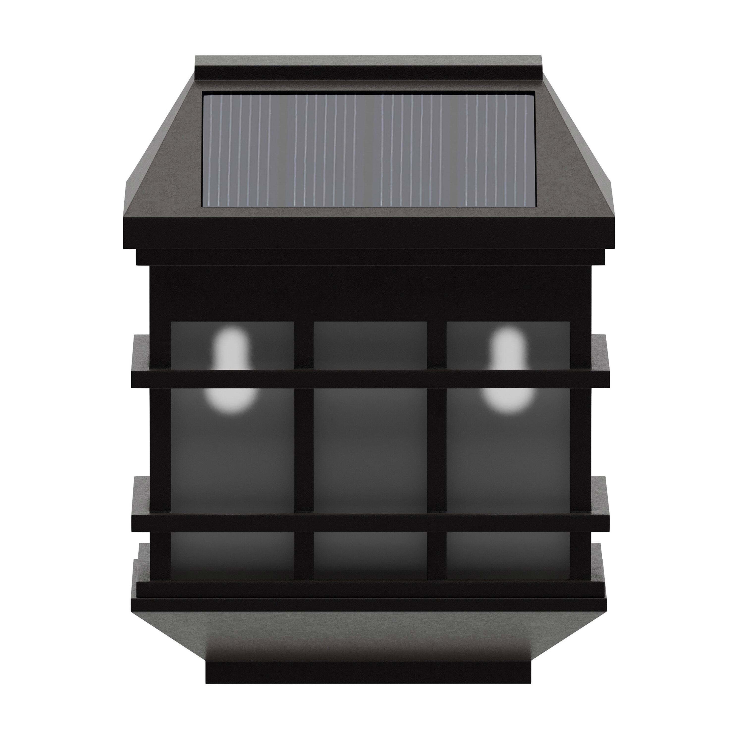 Alt View 7. Emma + Oliver - Set of 6 Solar Deck and Fence Lights, Decorative Outdoor Solar Powered Weatherproof Wall Mount Fence and Deck Lighting - Brown.